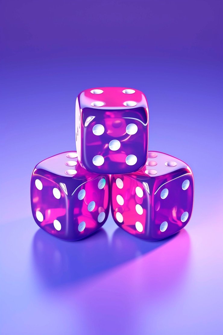 Dealer Super Sic Bo di studio pesta slot dengan tiga dadu dan meja yang jelas terlihat